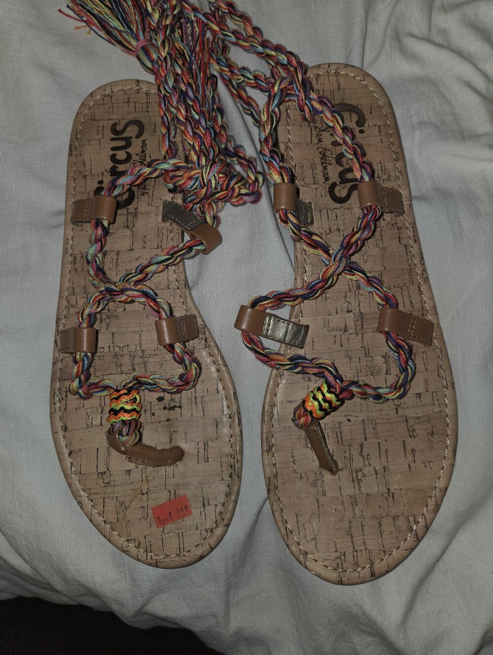 NWOT Circus by Sam Edelman Multicolor Braided LaceUp Sandals with Leather Accent